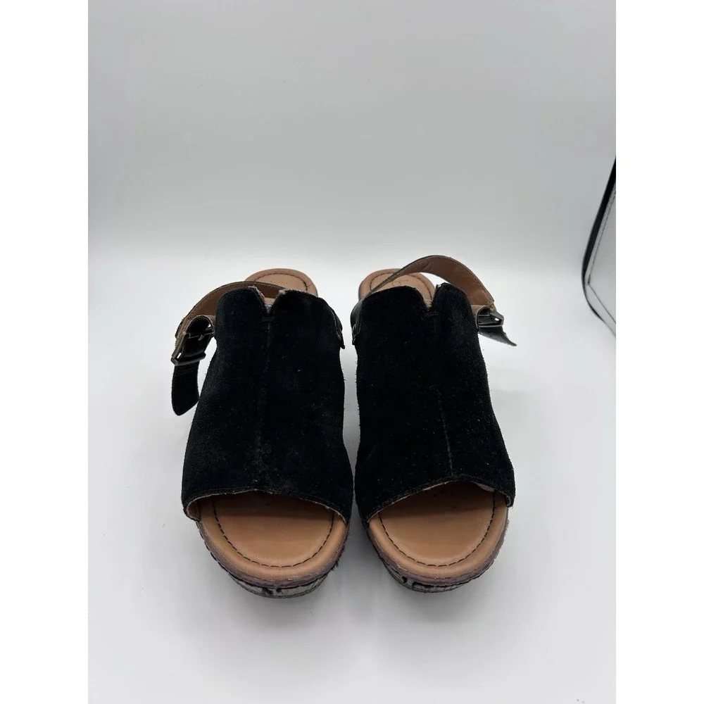 b.o.c Women's Black Suede Slingback Wedge Clog Sandals Size 9M Summer Ready
